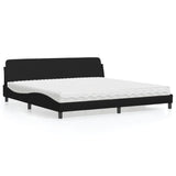 Lit avec matelas noir 200x200 cm similicuir