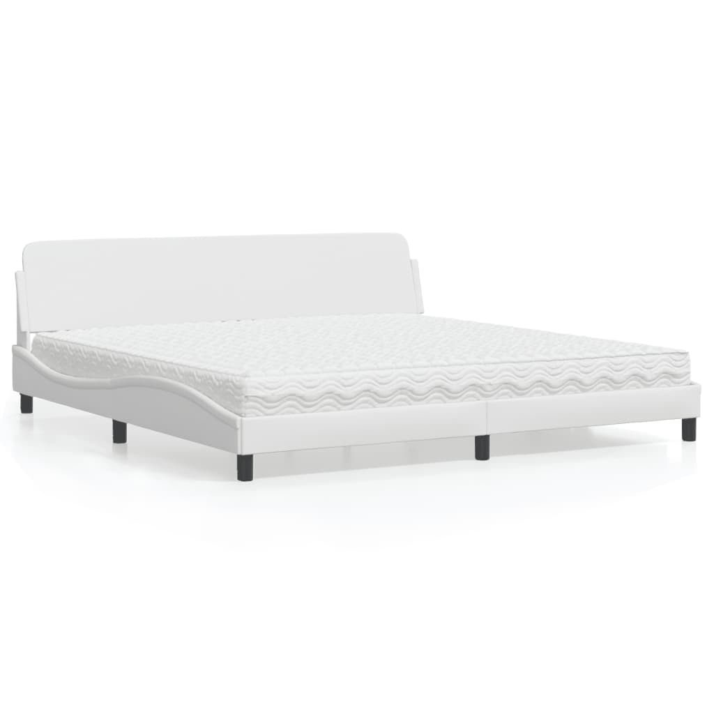 Lit avec matelas blanc 200x200 cm similicuir