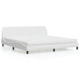 Lit avec matelas blanc 200x200 cm similicuir