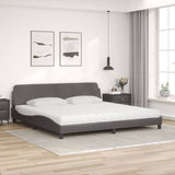 Lit avec matelas gris 200x200 cm similicuir