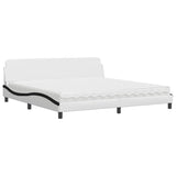 Lit avec matelas blanc et noir 200x200 cm similicuir