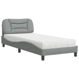 Lit avec matelas gris clair 80x200 cm tissu