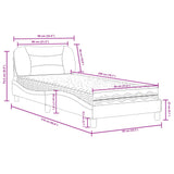 Lit avec matelas gris clair 80x200 cm tissu