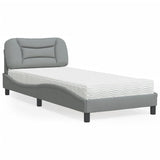 Lit avec matelas gris clair 80x200 cm tissu