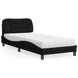 Bed with black mattress 80x200 cm fabric