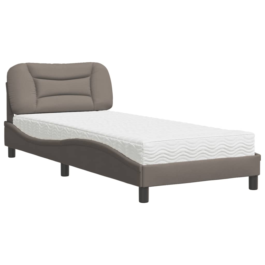 Lit avec matelas taupe 80x200 cm tissu