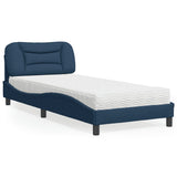 Lit avec matelas bleu 80x200 cm tissu