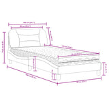 Lit avec matelas gris clair 90x190 cm tissu