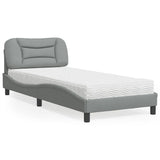 Lit avec matelas gris clair 90x190 cm tissu