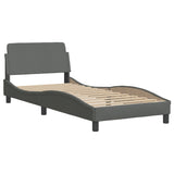 Bed with dark gray mattress 90x190 cm fabric