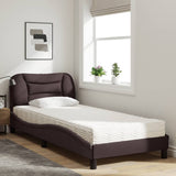 Lit avec matelas marron foncé 90x200 cm tissu