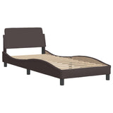 Lit avec matelas marron foncé 90x200 cm tissu