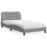 Lit avec matelas gris clair 100x200 cm tissu