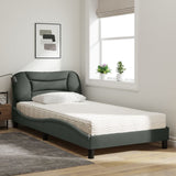 Lit avec matelas gris foncé 100x200 cm tissu