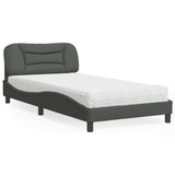 Lit avec matelas gris foncé 100x200 cm tissu