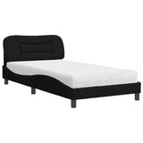 Lit avec matelas noir 100x200 cm tissu