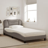 Lit avec matelas taupe 100x200 cm tissu