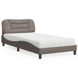 Lit avec matelas taupe 100x200 cm tissu