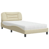 Lit avec matelas crème 100x200 cm tissu