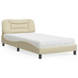 Lit avec matelas crème 100x200 cm tissu