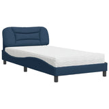 Lit avec matelas bleu 100x200 cm tissu