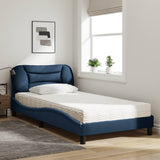 Lit avec matelas bleu 100x200 cm tissu