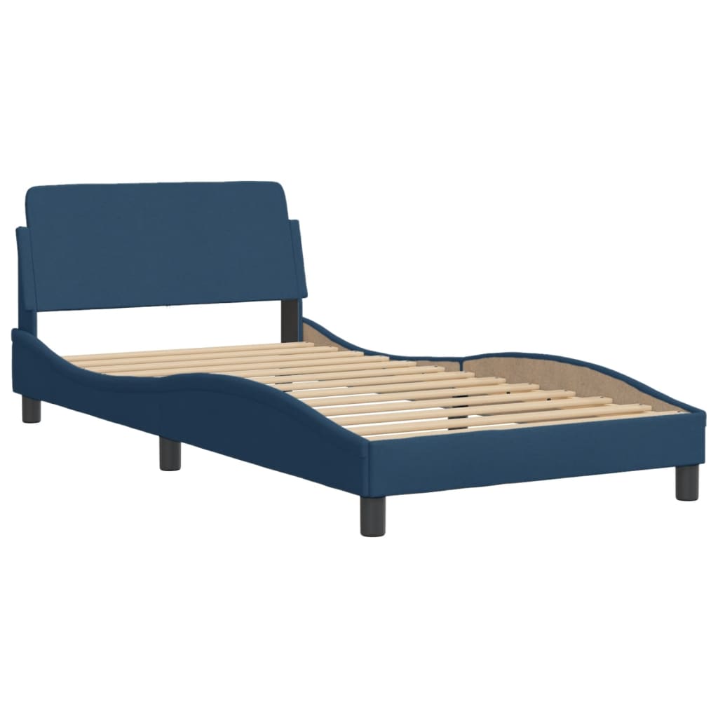 Lit avec matelas bleu 100x200 cm tissu