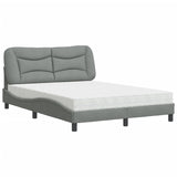 Lit avec matelas gris clair 120x200 cm tissu