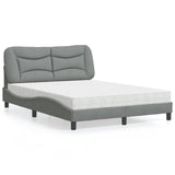 Lit avec matelas gris clair 120x200 cm tissu