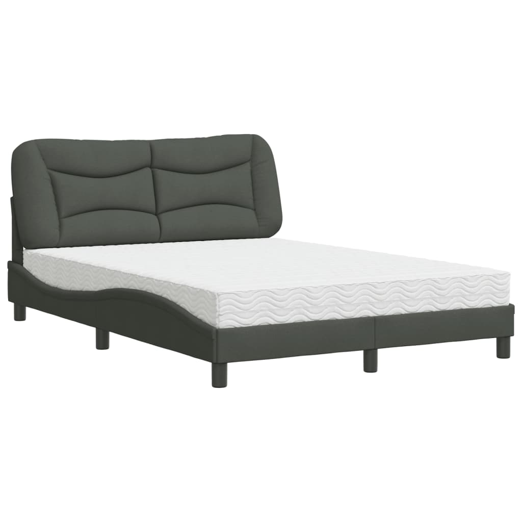 Lit avec matelas gris foncé 120x200 cm tissu