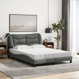 Lit avec matelas gris foncé 120x200 cm tissu