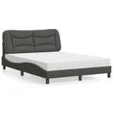 Lit avec matelas gris foncé 120x200 cm tissu