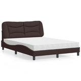 Lit avec matelas marron foncé 120x200 cm tissu