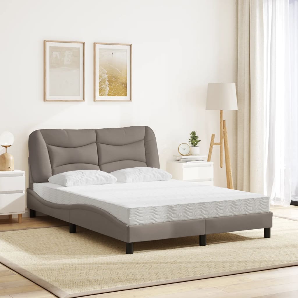 Lit avec matelas taupe 120x200 cm tissu