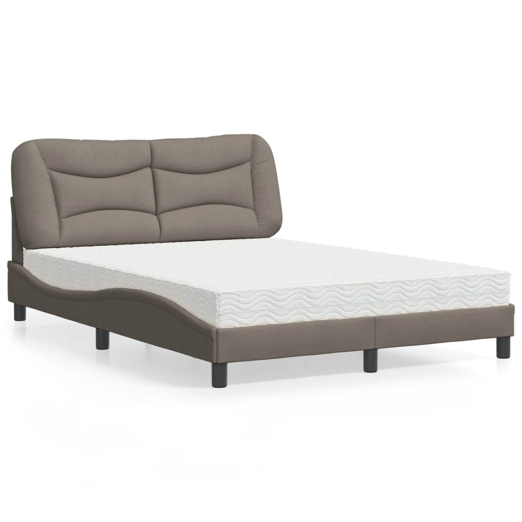 Lit avec matelas taupe 120x200 cm tissu