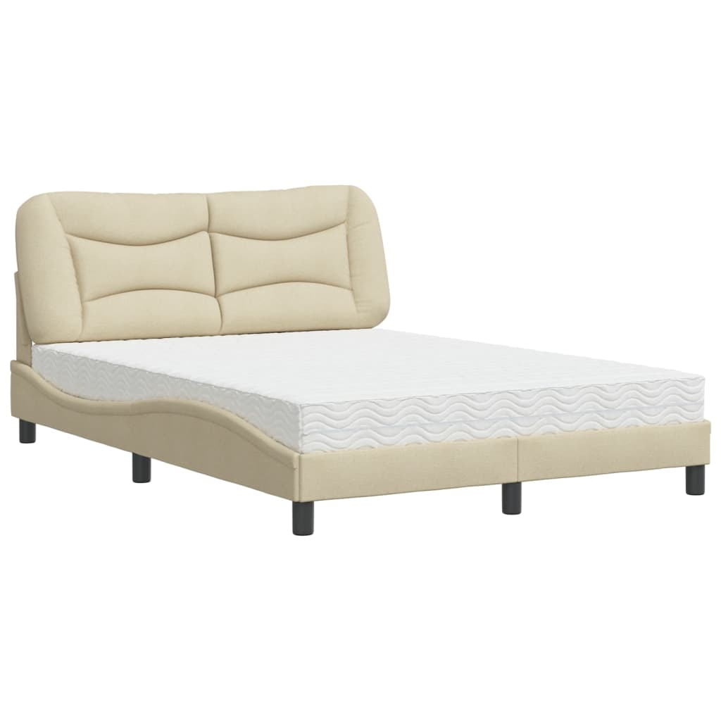 Lit avec matelas crème 120x200 cm tissu