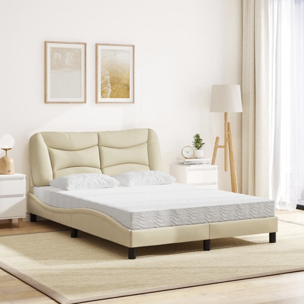 Lit avec matelas crème 120x200 cm tissu