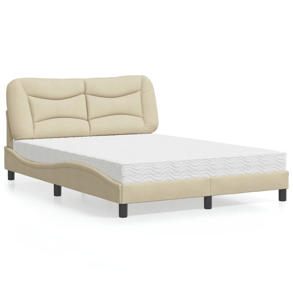 Lit avec matelas crème 120x200 cm tissu