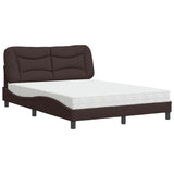 Lit avec matelas marron foncé 140x190 cm tissu