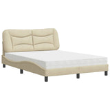 Lit avec matelas crème 140x190 cm tissu