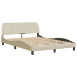 Lit avec matelas crème 140x190 cm tissu