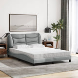 Lit avec matelas gris clair 140x200 cm tissu