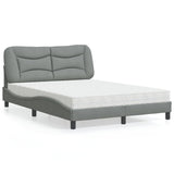 Lit avec matelas gris clair 140x200 cm tissu