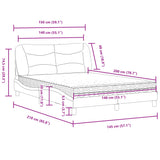 Lit avec matelas gris foncé 140x200 cm tissu