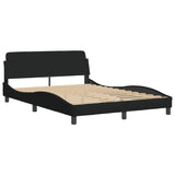 Lit avec matelas noir 140x200 cm tissu