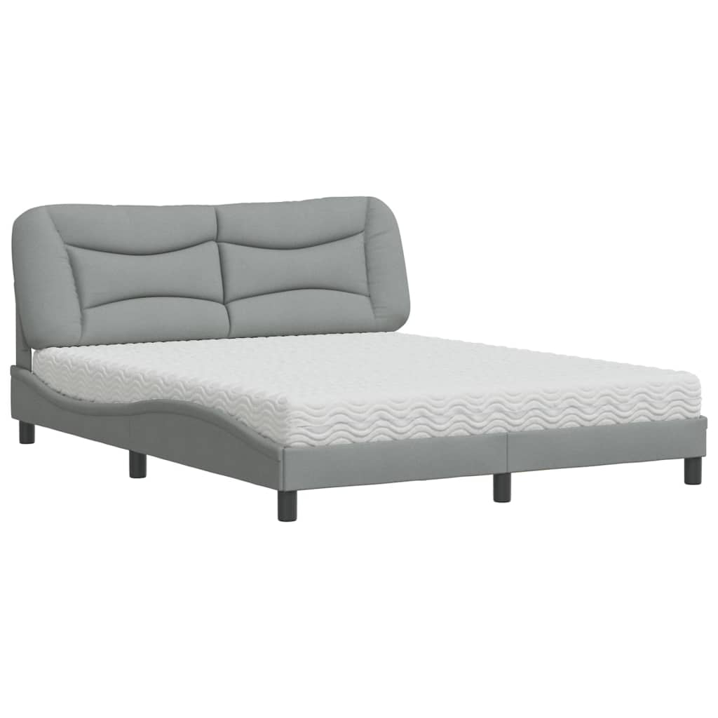 Lit avec matelas gris clair 160x200 cm tissu