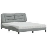 Lit avec matelas gris clair 160x200 cm tissu