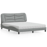 Lit avec matelas gris clair 160x200 cm tissu