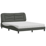 Lit avec matelas gris foncé 160x200 cm tissu