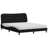 Lit avec matelas noir 160x200 cm tissu